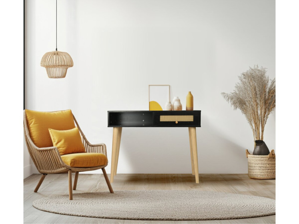 Consola de caña "Marine" - 100 x 29 x 81 cm - Negro