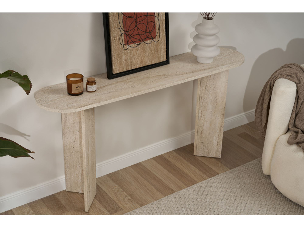 Consola de madera "Sira" - 150 x 35 x 75 cm - Travertino