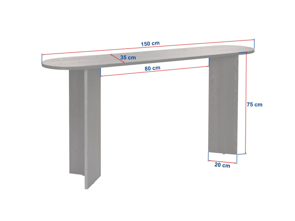 Consola de madera "Sira" - 150 x 35 x 75 cm - Blanco
