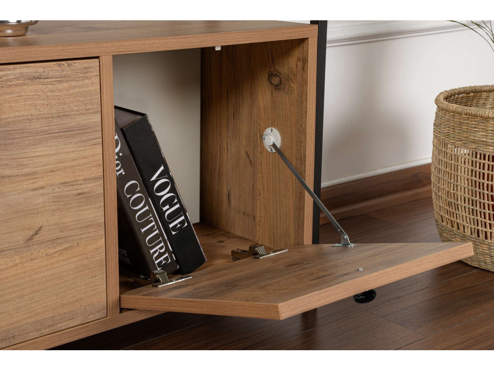 Consola de madera "Solace" - 120 x 29 x 77 cm - Pino atlántico negro