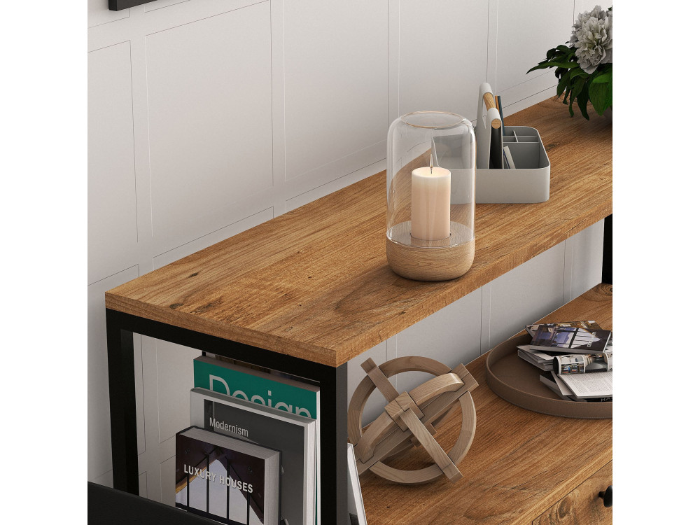 Aparador de madera "Nero" - 120 x 30 x 75 cm - Pino atlántico negro