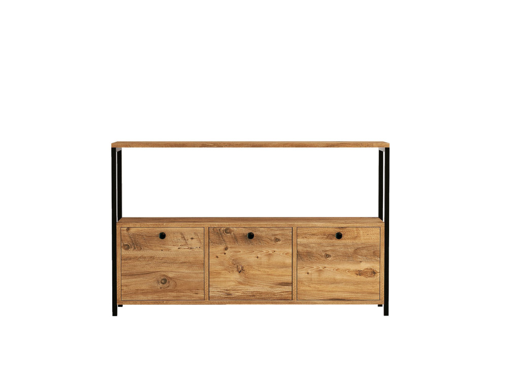 Aparador de madera "Nero" - 120 x 30 x 75 cm - Pino atlántico negro