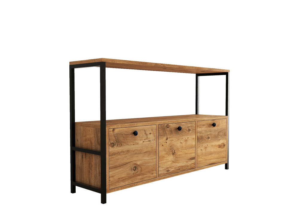Aparador de madera "Nero" - 120 x 30 x 75 cm - Pino atlántico negro