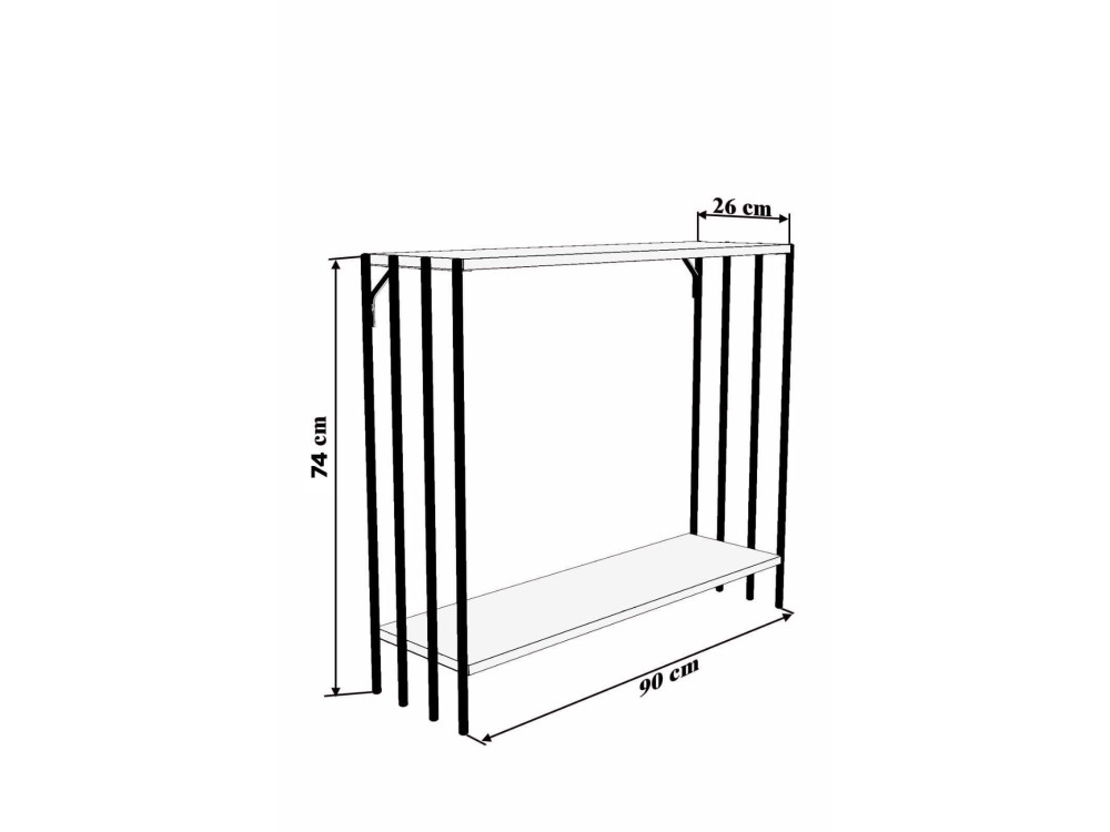 Consola de madera "Verona" - 90 x 26 x 74 cm - Pino negro atlántico