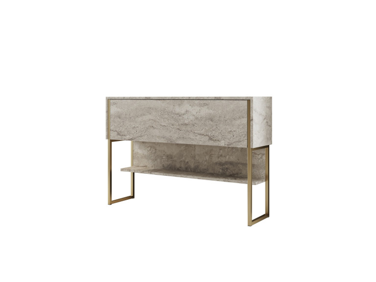 Consola de madera "Luxe" - 120 x 30 x 80 cm - Travertino dorado
