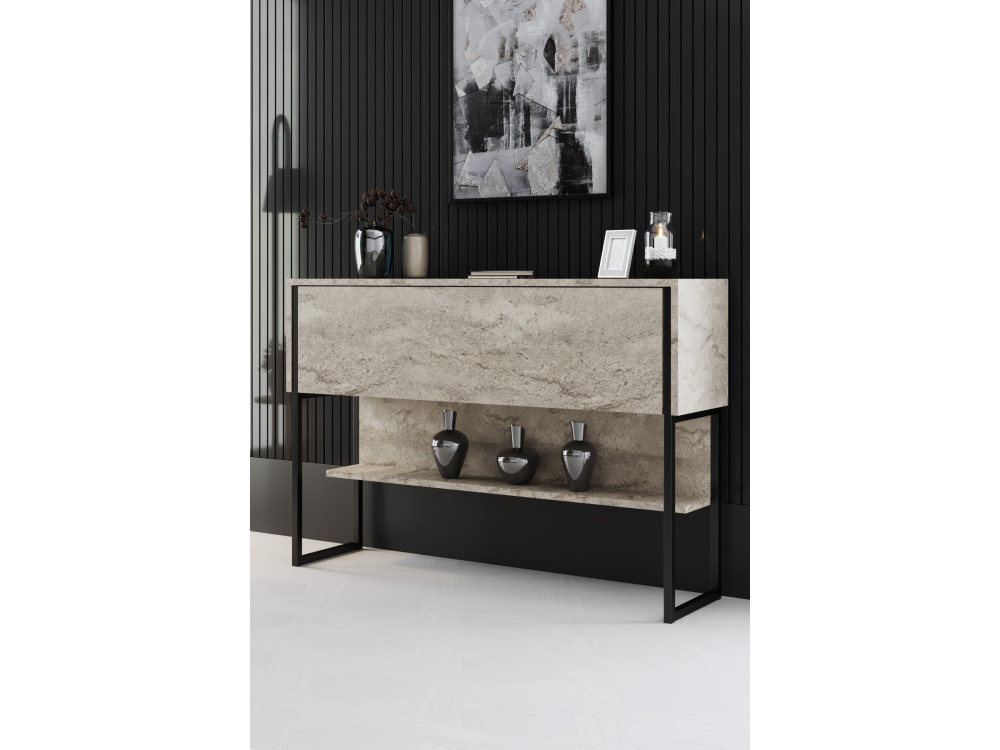 Consola de madera "Luxe" - 120 x 30 x 80 cm - Travertino negro