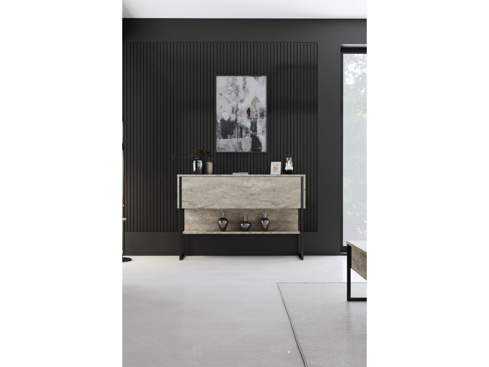 Consola de madera "Luxe" - 120 x 30 x 80 cm - Travertino negro
