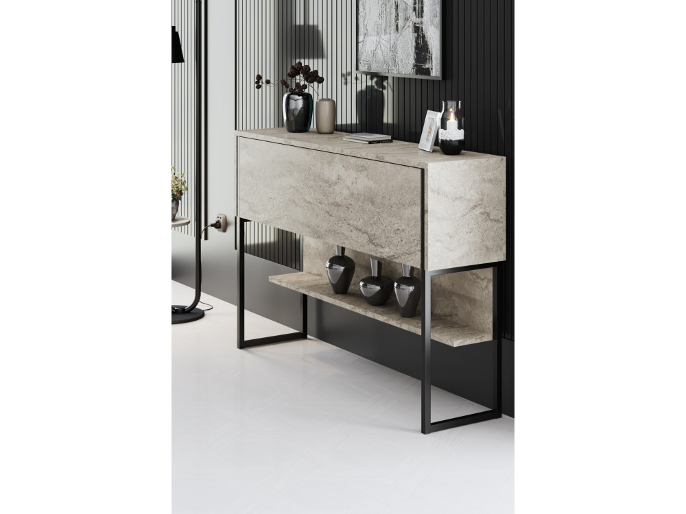 Consola de madera "Luxe" - 120 x 30 x 80 cm - Travertino negro