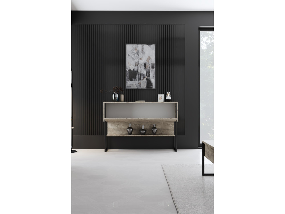 Consola de madera "Luxe" - 120 x 30 x 80 cm - Travertino negro