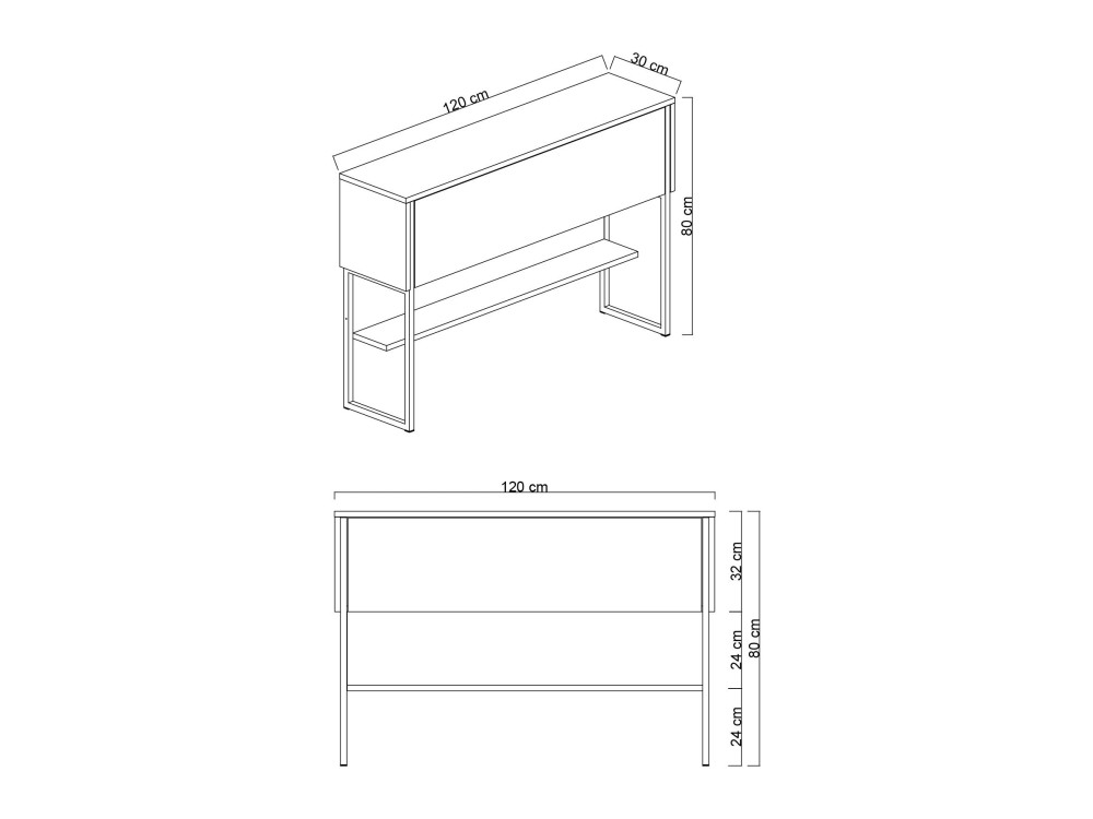 Consola de madera "Luxe" - 120 x 30 x 80 cm - Travertino negro
