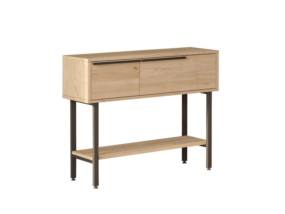 Consola de madera "Calvin" con espejo - 100 x 30 x 76 cm - Marrón