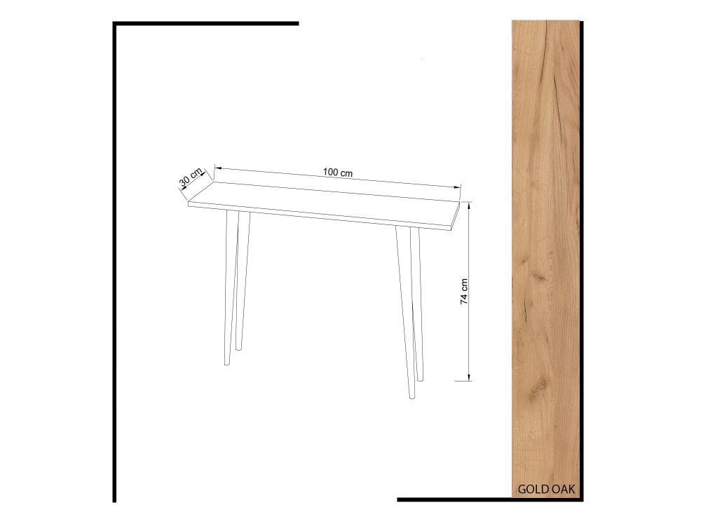 Consola de madera "Desidero" - 100 x 30 x 74 cm - Marrón