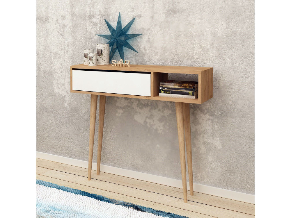 Consola de madera "Oseyo" - 100 x 30 x 94 cm - Marrón