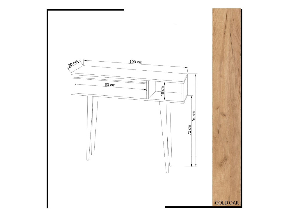 Consola de madera "Oseyo" - 100 x 30 x 94 cm - Marrón