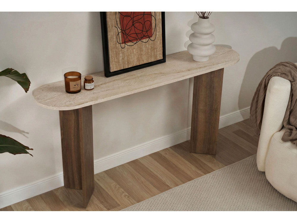 Consola de madera "Sira" - 150 x 35 x 75 cm - Travertino