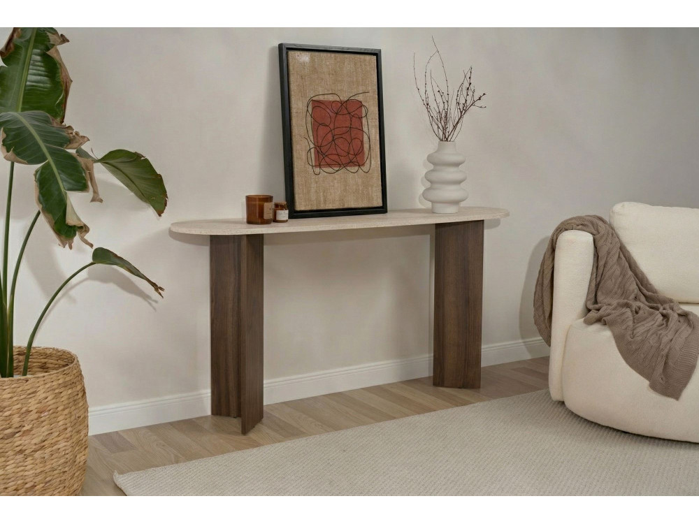 Consola de madera "Sira" - 150 x 35 x 75 cm - Travertino