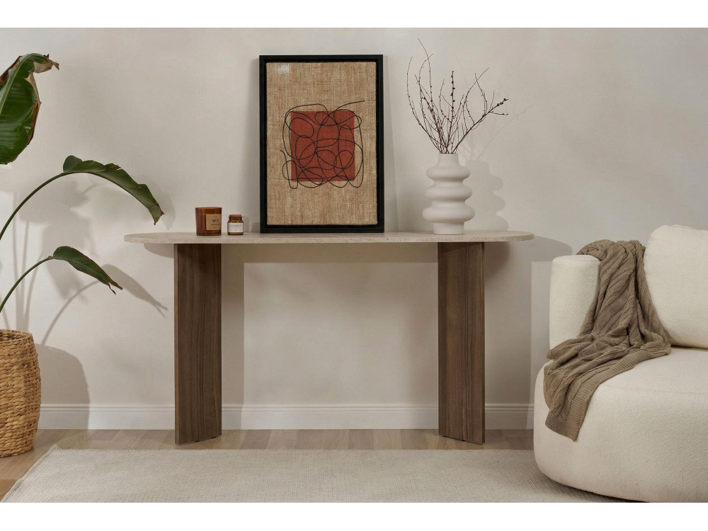 Consola de madera "Sira" - 150 x 35 x 75 cm - Travertino