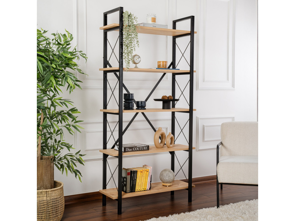 Librería de madera "Elysian" - 90 x 33 x 180 cm - BlackOak