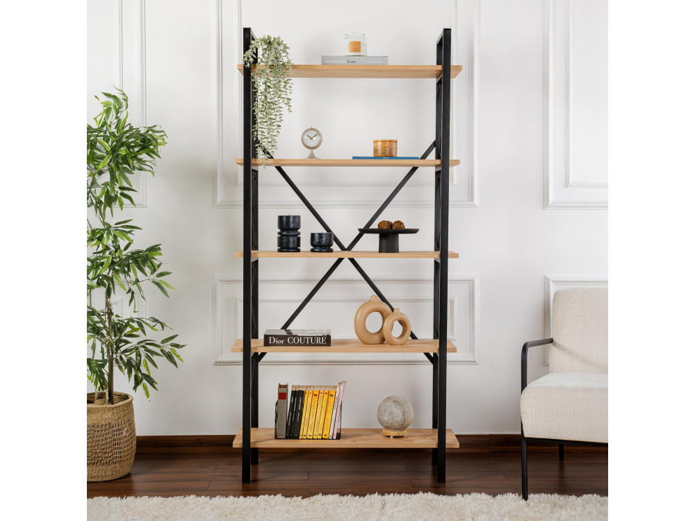 Librería de madera "Elysian" - 90 x 33 x 180 cm - BlackOak