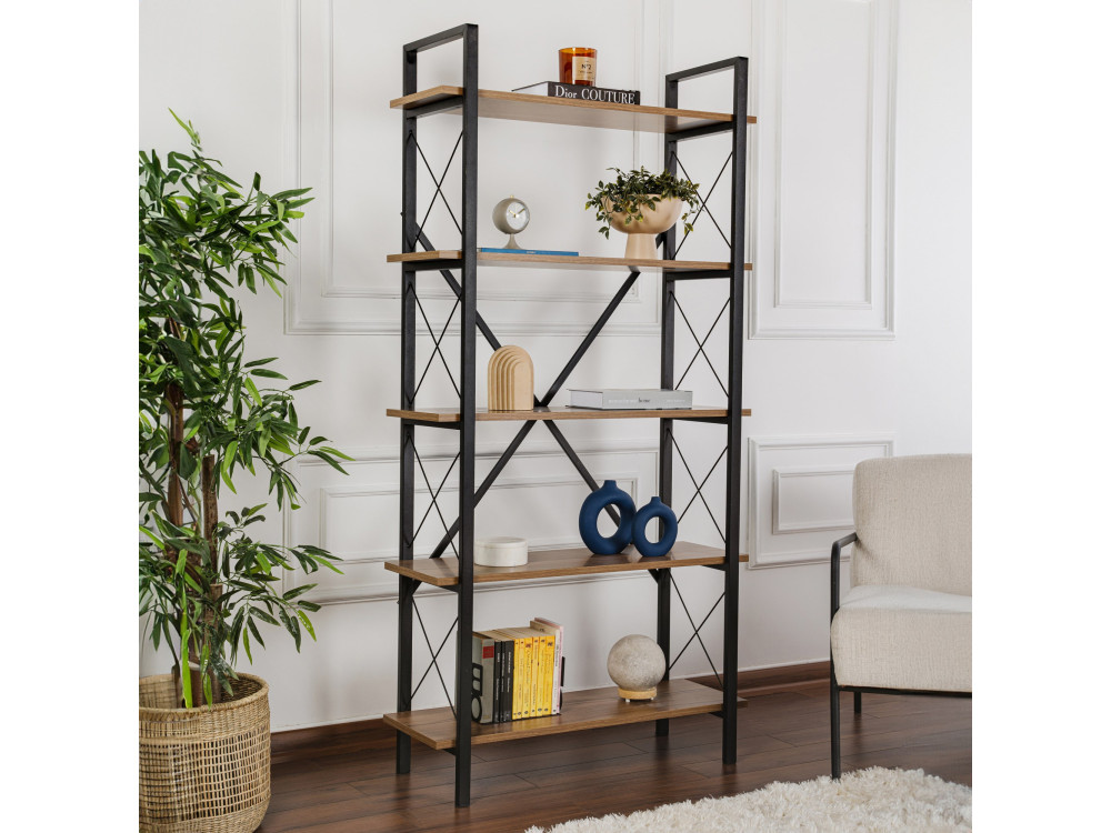 Librería de madera "Elysian" - 90 x 33 x 180 cm - NogalNegro
