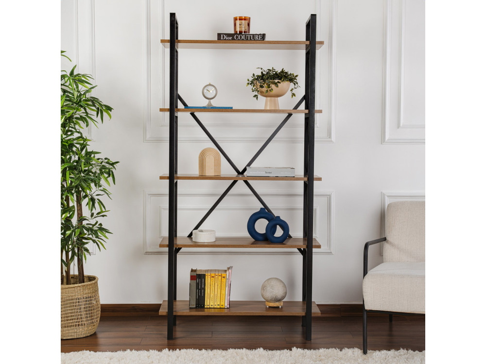 Librería de madera "Elysian" - 90 x 33 x 180 cm - NogalNegro