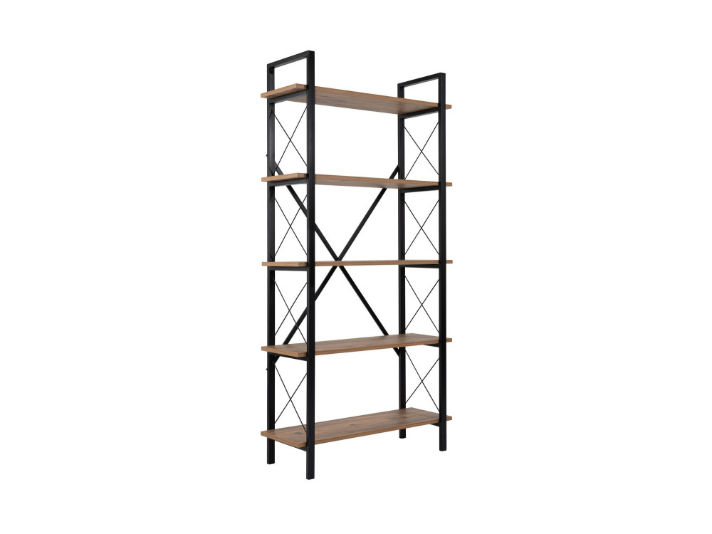 Librería de madera "Elysian" - 90 x 33 x 180 cm - Pino AtlánticoNegro