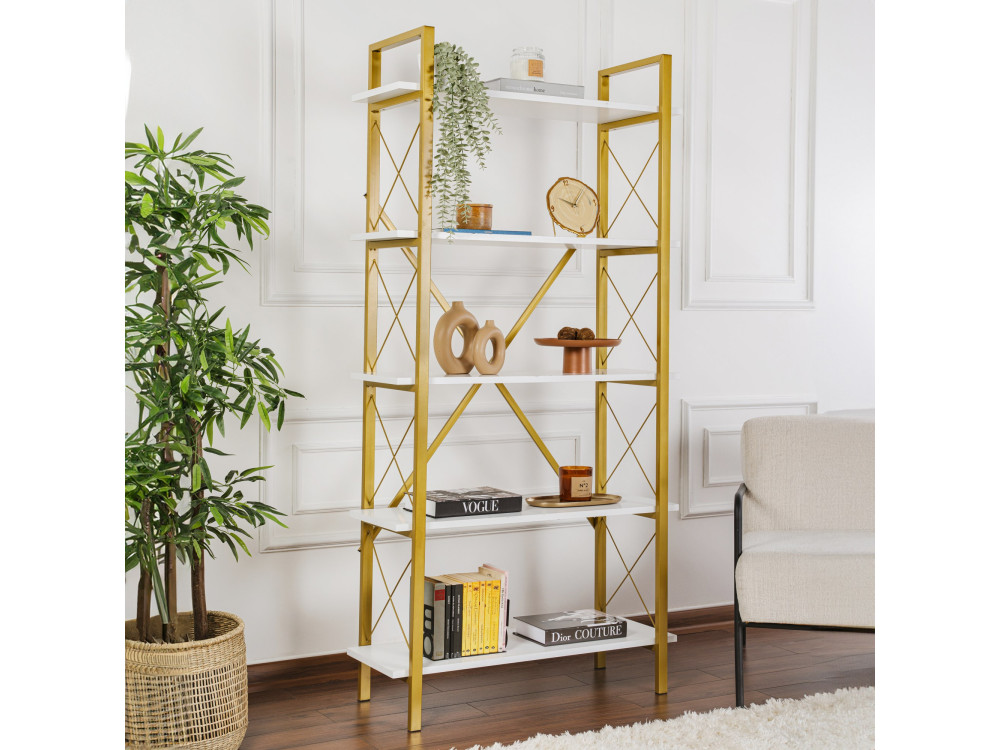 Librería de madera "Elysian" - 90 x 33 x 180 cm - Oro blanco