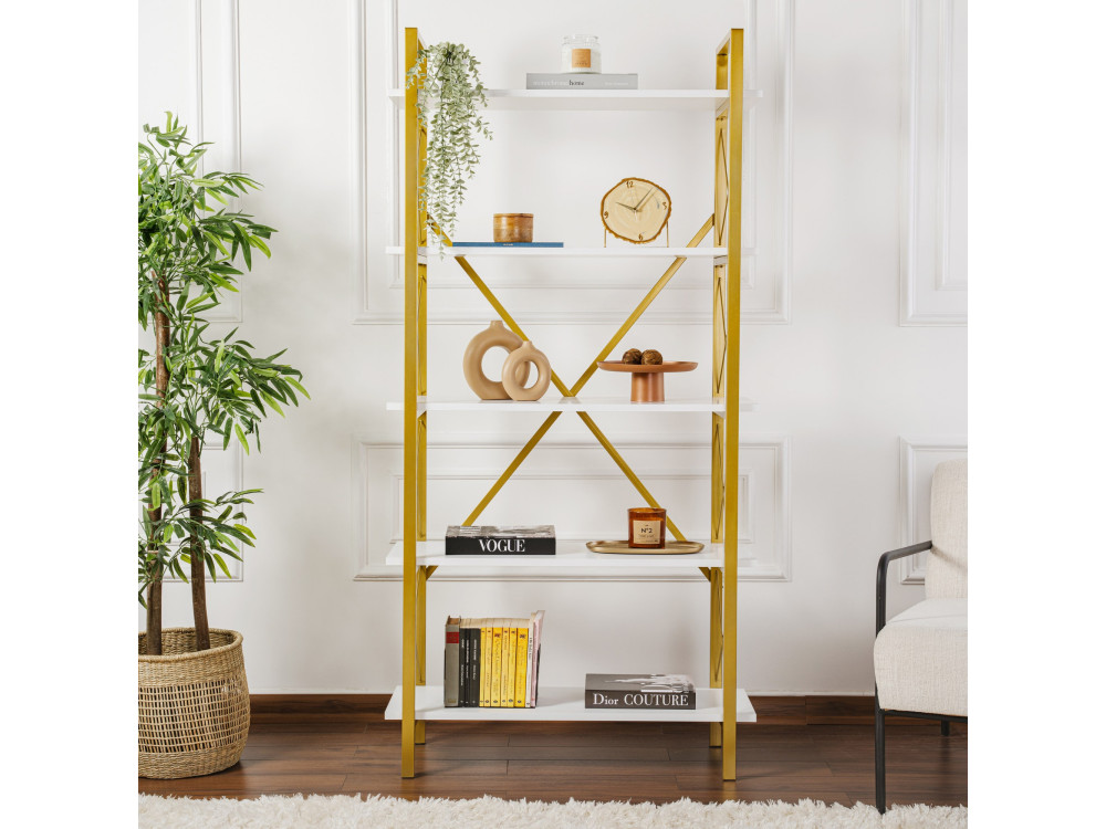 Librería de madera "Elysian" - 90 x 33 x 180 cm - Oro blanco