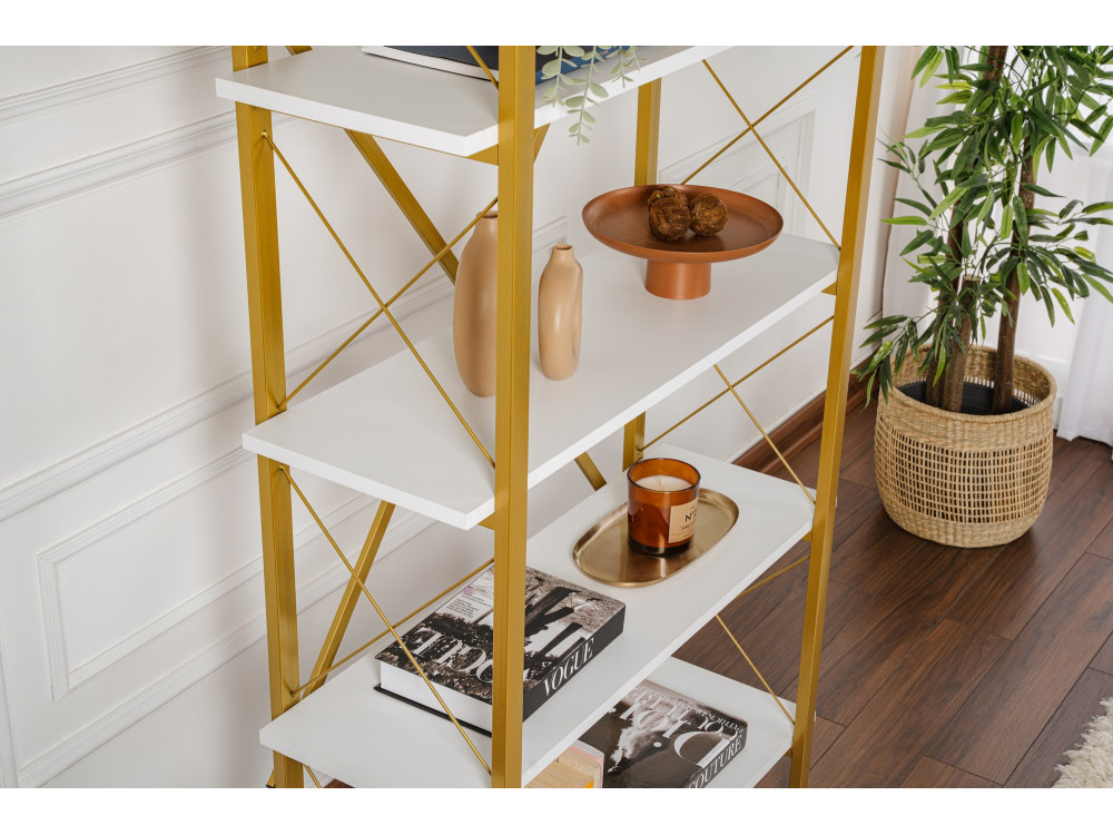 Librería de madera "Elysian" - 90 x 33 x 180 cm - Oro blanco