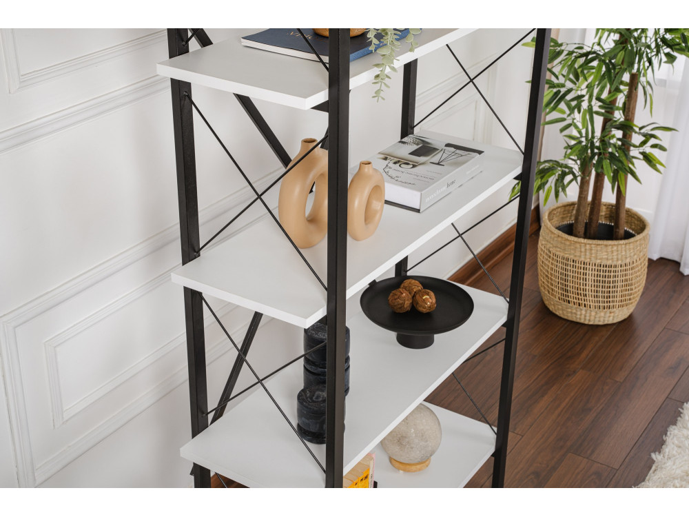 Librería de madera "Elysian" - 90 x 33 x 180 cm - BlancoNegro