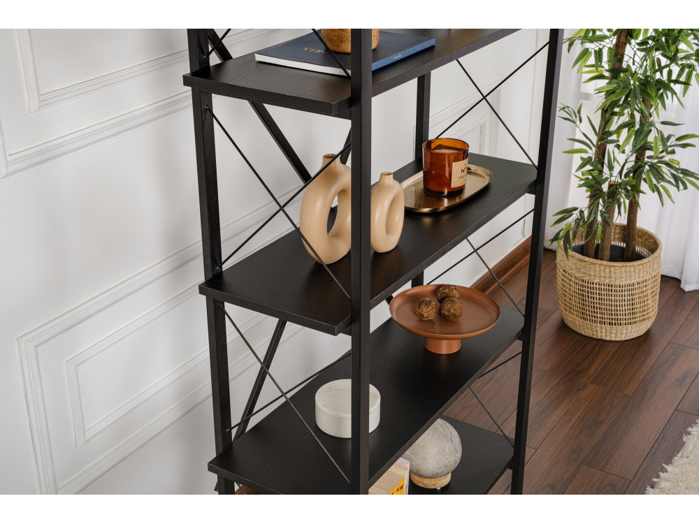 Librería de madera "Elysian" - 90 x 33 x 180 cm - Madera NegraMadera Negra