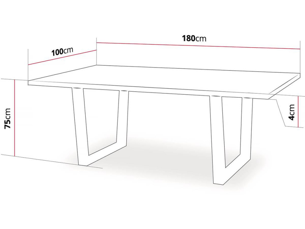 Mesa de Comedor "Hollywood" Roble / Negro - 200 x 100 x 76 cm