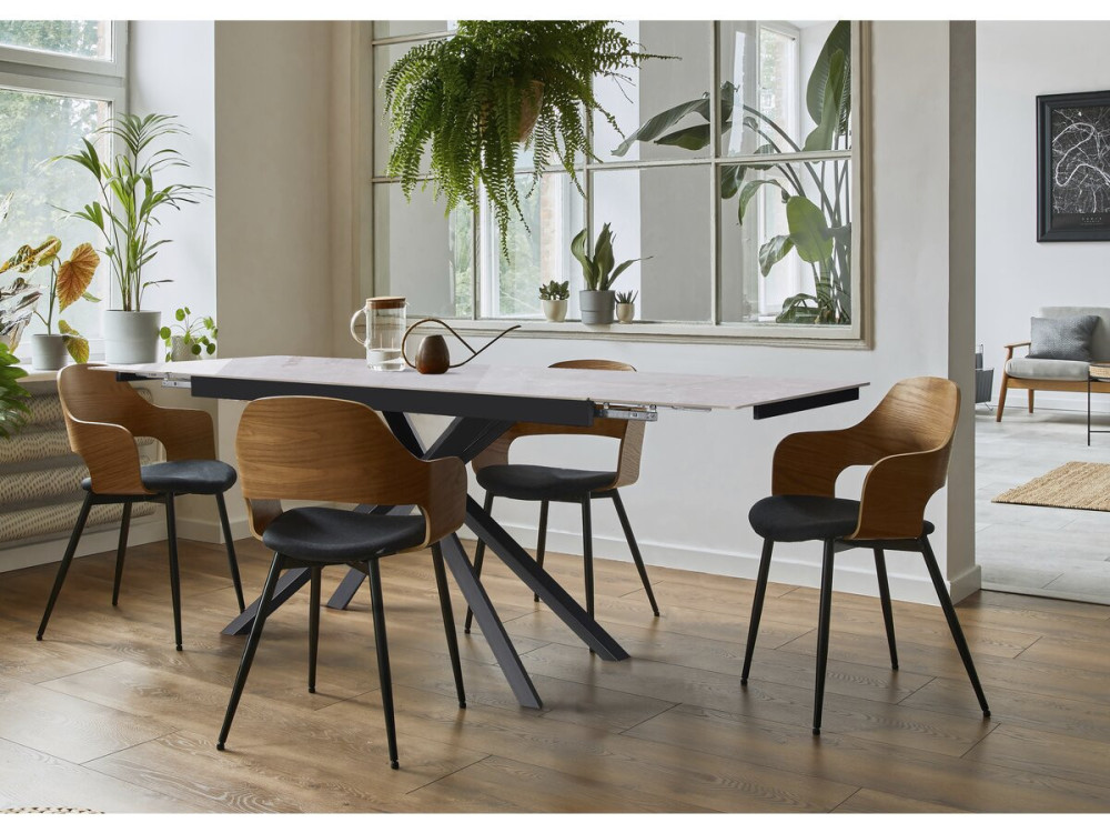 Mesa de comedor extensible de cerámica para 6 a 10 personas "Celeste" - Gris jaspeado