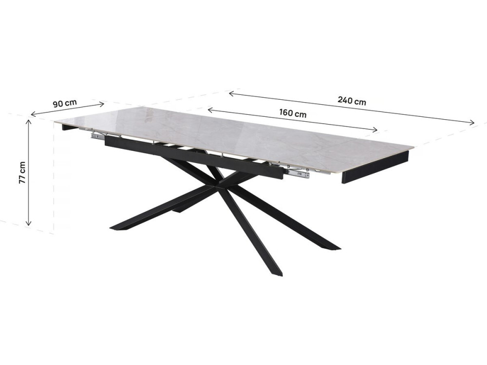 Mesa de comedor extensible de cerámica para 6 a 10 personas "Celeste" - Gris jaspeado