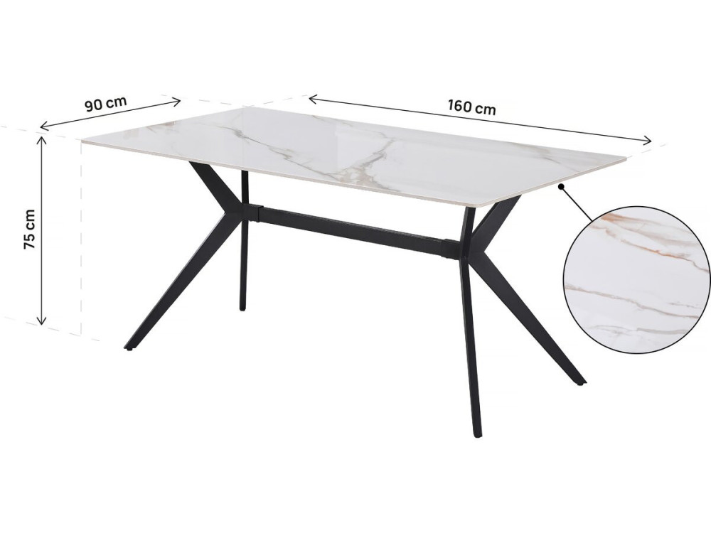 Mesa de comedor de cerámica "Boreal" - 4 a 6 personas - 160 cm - Blanco