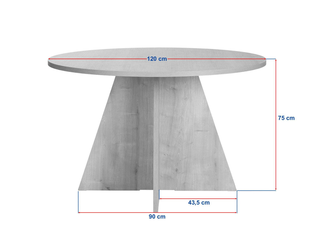 Mesa de comedor de madera "Virella" - 120 x 120 x 75 cm - Travertino
