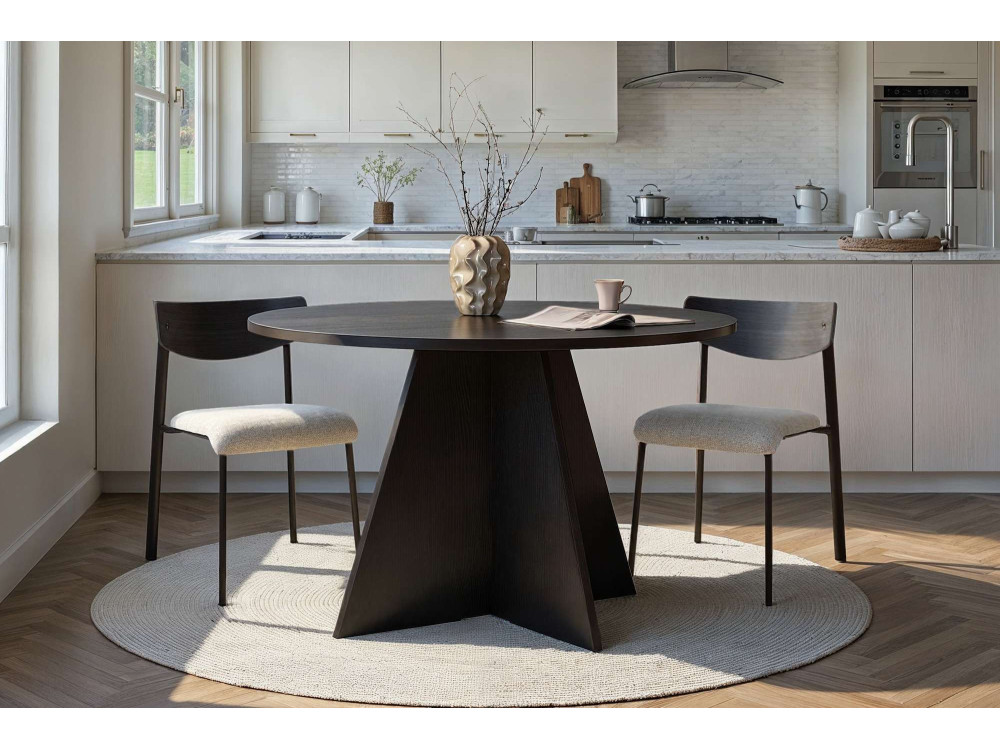 Mesa de comedor de madera "Virella" - 120 x 120 x 75 cm - Madera negra