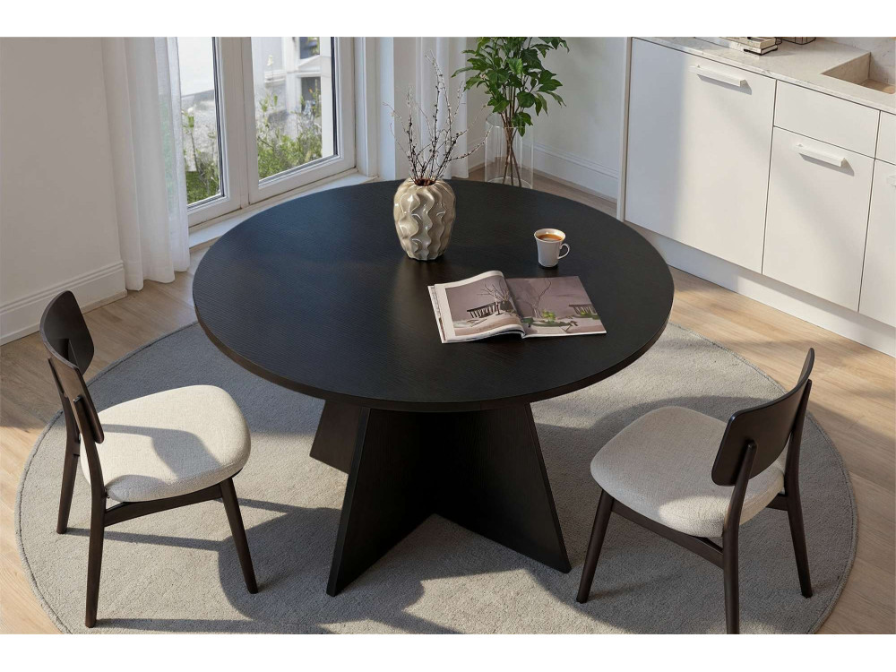 Mesa de comedor de madera "Virella" - 120 x 120 x 75 cm - Madera negra