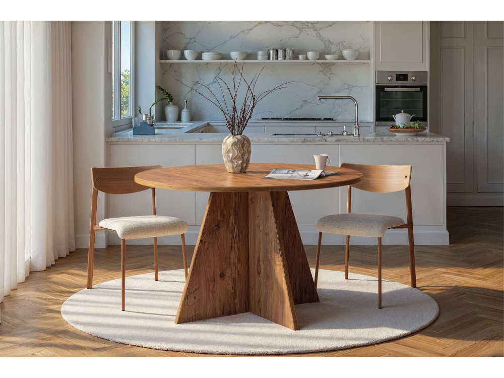 Mesa de comedor de madera "Virella" - 120 x 120 x 75 cm - pino atlántico