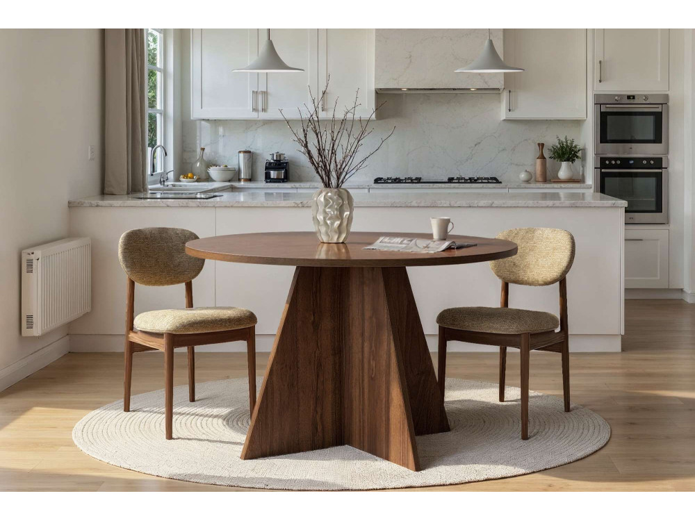 Mesa de madera "Virella" - 120 x 120 x 75 cm - Nogal