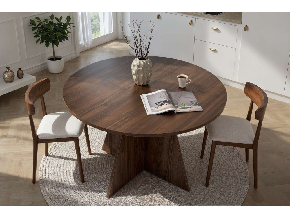 Mesa de madera "Virella" - 120 x 120 x 75 cm - Nogal