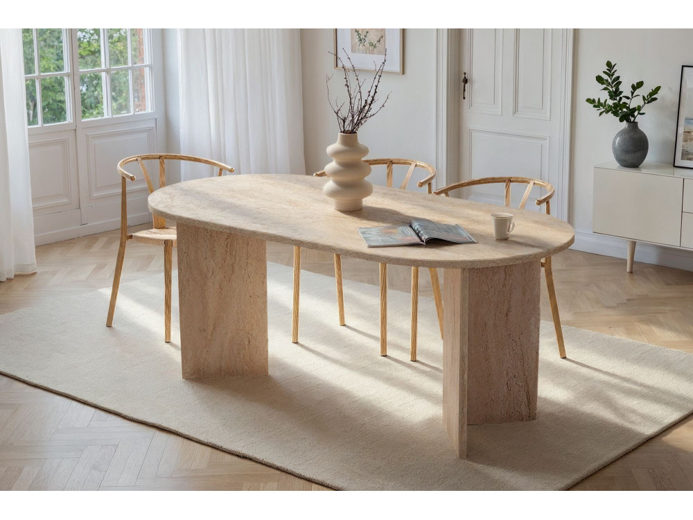 Mesa de comedor de madera "Sablin" - 180 x 89 x 75 cm - Travertino