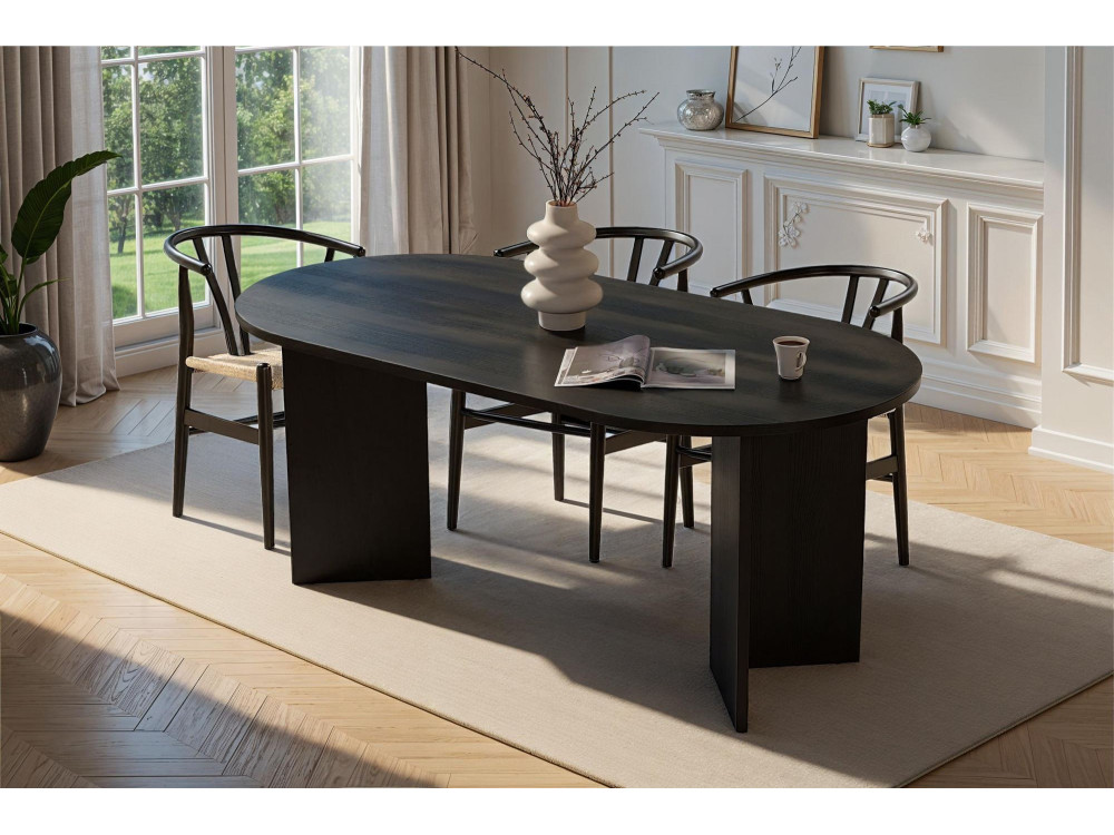 Mesa de comedor de madera "Sablin" - 180 x 89 x 75 cm - Madera negra