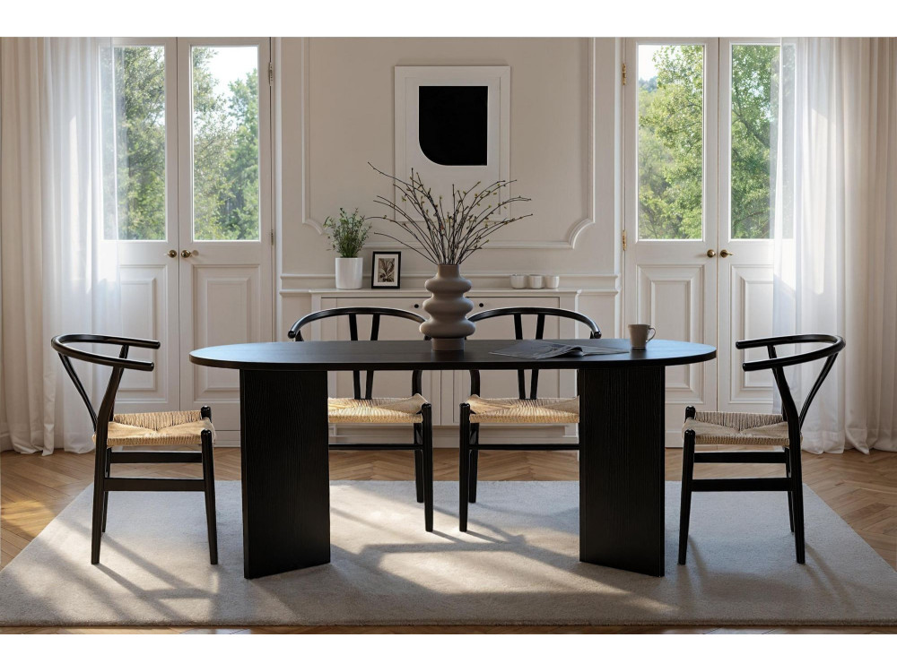 Mesa de comedor de madera "Sablin" - 180 x 89 x 75 cm - Madera negra