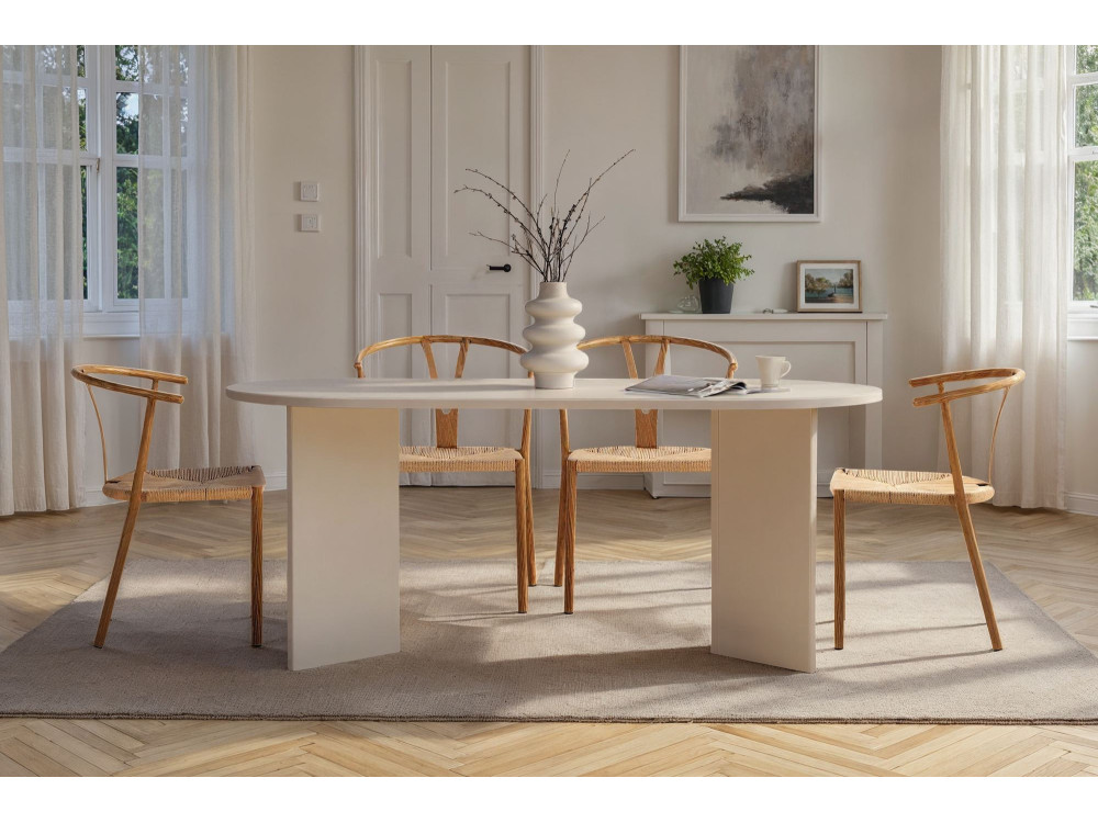 Mesa de comedor de madera "Sablin" - 180 x 89 x 75 cm - Madera Blanca