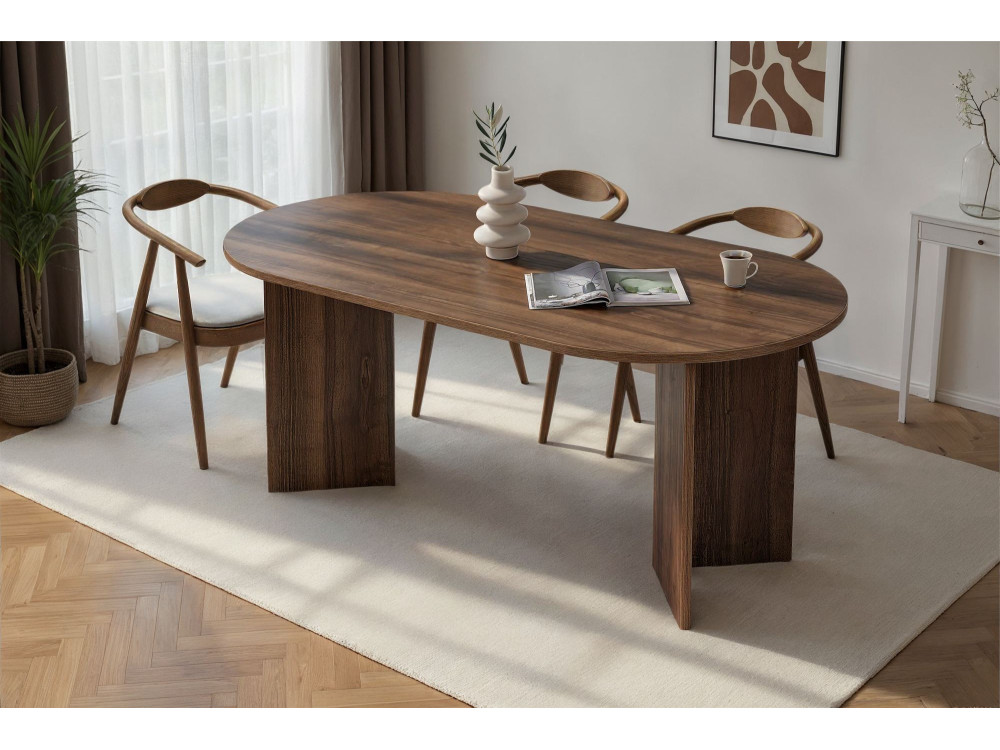 Mesa de comedor de madera "Sablin" 180 x 90 x 75 cm - Nogal
