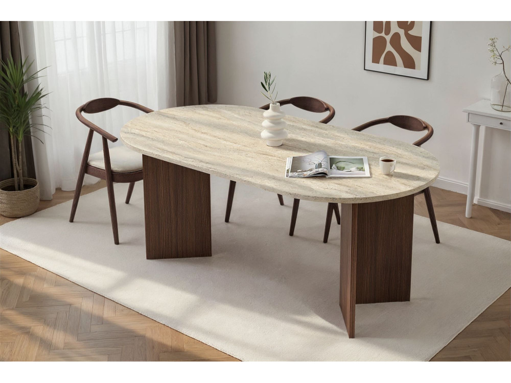Mesa de comedor de madera "Sablin" 180 x 90 x 75 cm - Travertino