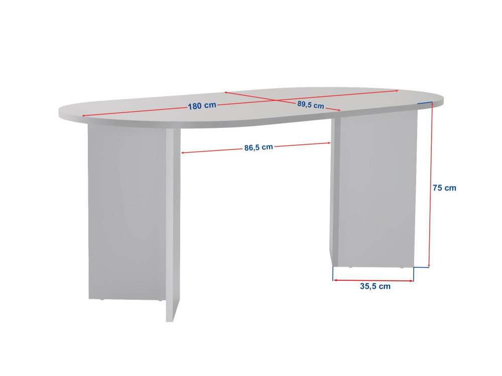 Mesa de comedor de madera "Sablin" 180 x 90 x 75 cm - Travertino