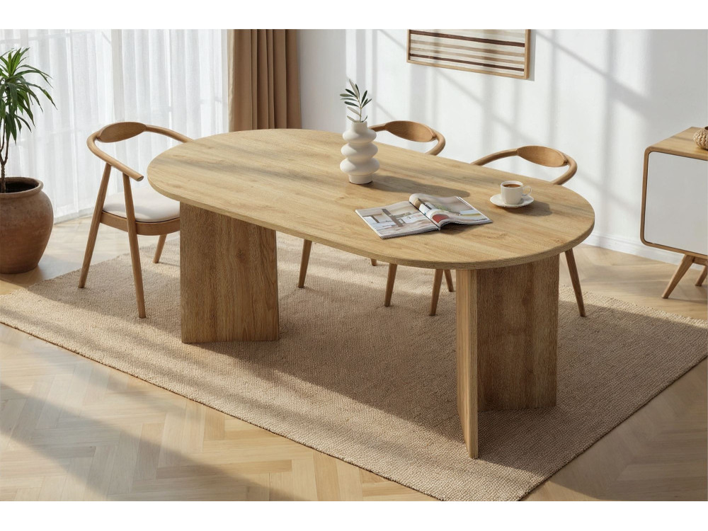 Mesa de comedor de madera "Sablin" 180 x 90 x 75 cm - Roble de Cádiz