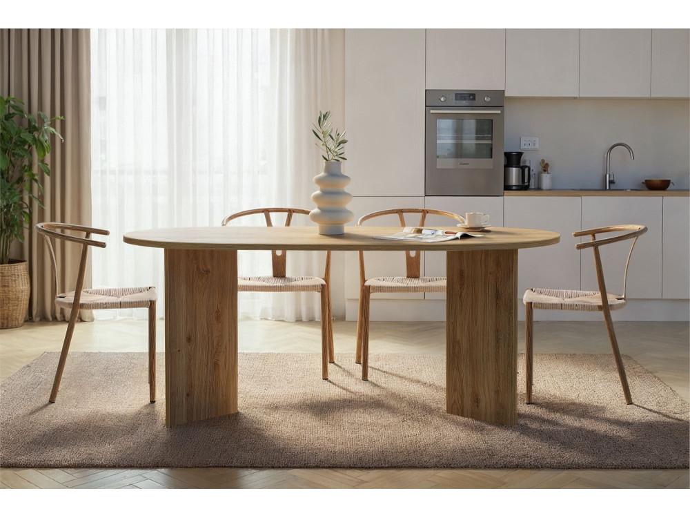 Mesa de comedor de madera "Sablin" 180 x 90 x 75 cm - Roble de Cádiz